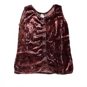 Indian Velvet Button up vest size small Kathmandu Original unisex rust brown